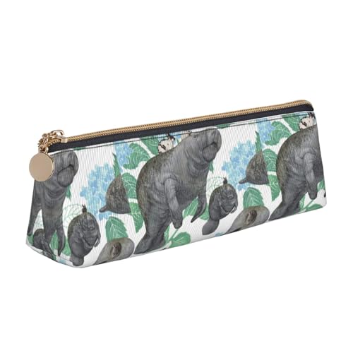 SMSJTMWHN Dreieckiges Federmäppchen mit Kaninchen-Motiv, Leder, Stifteetui, Kosmetiktasche, Schreibtisch, Schreibwaren, Organizer, Box für Büro, Damen und Herren von SMSJTMWHN