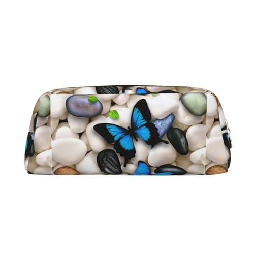 SMSJTMWHN Federmäppchen aus Leder, Motiv: Schmetterling, Stein, Stickerei, Gemälde, Druck, geräumig und stilvoll, Reißverschluss, Federmäppchen, Bürogebrauch SMSJTMWHN Federmäppchen aus Leder, Motiv: Schmetterling, Stein, Stickerei, Gemälde, Druck, geräumig und stilvoll, Reißverschluss, Federmäppchen, Bürogebrauch von SMSJTMWHN