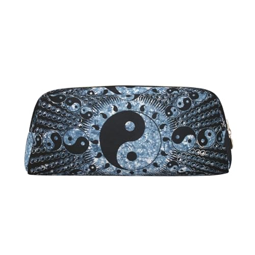 SMSJTMWHN Federmäppchen aus Leder, Motiv: Ying-Yang-Diagramm, geräumiges und stilvolles Federmäppchen mit Reißverschluss, für Bürogebrauch von SMSJTMWHN