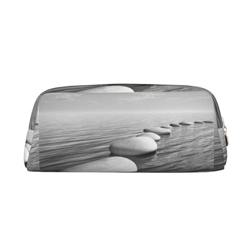SMSJTMWHN Federmäppchen aus Leder, Motiv: graue Zen-Steine, Bild-Druck, Federmäppchen, geräumig und stilvoll, mit Reißverschluss, Federmäppchen, Bürogebrauch SMSJTMWHN Federmäppchen aus Leder, Motiv: graue Zen-Steine, Bild-Druck, Federmäppchen, geräumig und stilvoll, mit Reißverschluss, Federmäppchen, Bürogebrauch von SMSJTMWHN