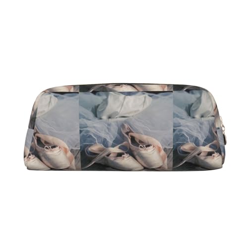 SMSJTMWHN Federmäppchen aus Leder, mit Ballettschuh-Aufdruck, geräumiges und stilvolles Federmäppchen mit Reißverschluss, für Bürogebrauch von SMSJTMWHN