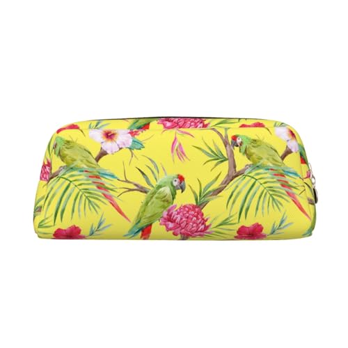 SMSJTMWHN Federmäppchen aus Leder mit Blumen- und Vogel-Kunstdruck, geräumiges und stilvolles Federmäppchen mit Reißverschluss, für Bürogebrauch von SMSJTMWHN