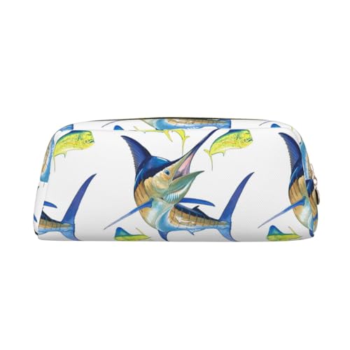 SMSJTMWHN Federmäppchen aus Leder mit Fisch-Kunstdruck, geräumiges und stilvolles Federmäppchen mit Reißverschluss, für Bürogebrauch von SMSJTMWHN