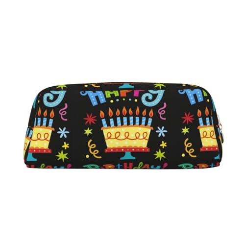 SMSJTMWHN Federmäppchen aus Leder mit großem Kuchen-Aufdruck, geräumiges und stilvolles Federmäppchen mit Reißverschluss von SMSJTMWHN