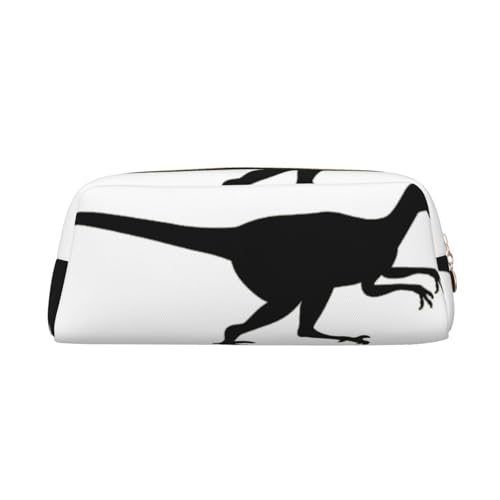 SMSJTMWHN Leder-Federmäppchen, Velociraptor Dinosaurier-Druck, geräumiges und stilvolles Federmäppchen mit Reißverschluss, für Bürogebrauch von SMSJTMWHN