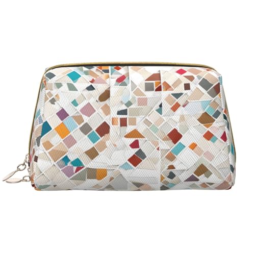 SMSJTMWHN Make-up-Tasche aus Leder mit Marmor-Design, mit Hintergrunddruck, stilvolle und langlebige Leder-Make-up-Tasche, mehrere Fächer, wasserabweisend, Organizer mit hoher Kapazität, für Reisen von SMSJTMWHN