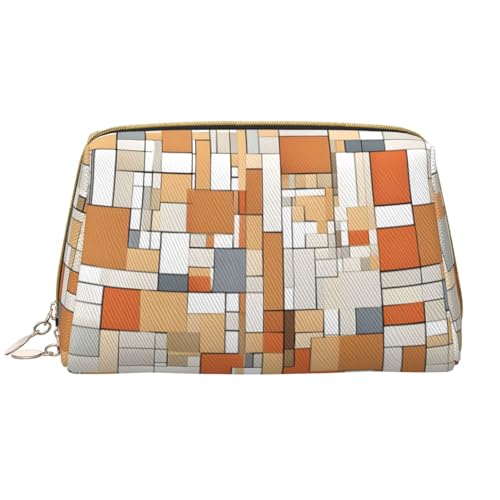 SMSJTMWHN Make-up-Tasche aus Leder mit modernem Druck, stilvolle und langlebige Leder-Make-up-Tasche, mehrere Fächer, wasserabweisend, Organizer mit hoher Kapazität für Reisen und Zuhause, von SMSJTMWHN