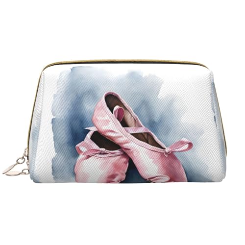 SMSJTMWHN Make-up-Tasche mit Ballett-Tänzermotiv, stilvolle und langlebige Leder-Make-up-Tasche, mehrere Fächer, wasserabweisend, Organizer mit hoher Kapazität, für Reisen und Zuhause, Weiss/opulenter von SMSJTMWHN