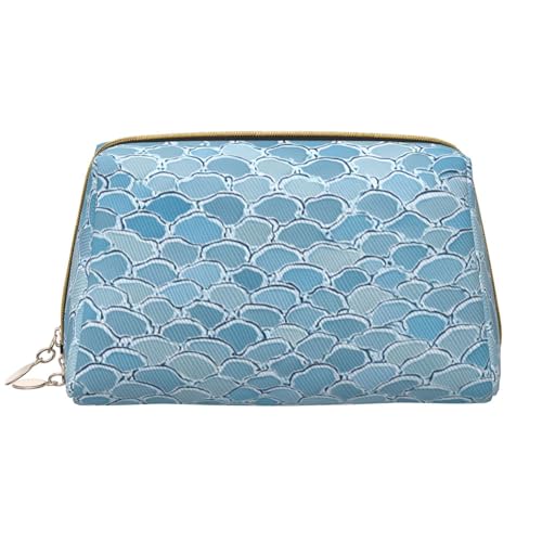 SMSJTMWHN Make-up-Tasche mit goldfarbenem Meerjungfrauen-Druck, stilvolle und langlebige Leder-Make-up-Tasche, mehrere Fächer, wasserabweisend, Organizer mit hoher Kapazität für Reisen und Zuhause, von SMSJTMWHN