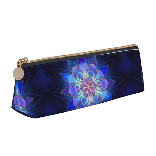 SMSJTMWHN Rechteckiges Federmäppchen mit Blumenmuster, dreieckig, Leder-Federmäppchen, Kosmetiktasche, Schreibtisch-Organizer, Box für Büro, Damen, Herren von SMSJTMWHN