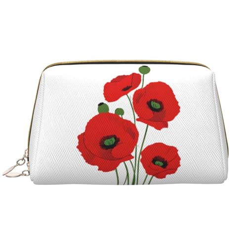 SMSJTMWHN Stylische und langlebige Leder-Make-up-Tasche mit Mohnblumen-Motiv, mehrere Fächer, wasserabweisend, Organizer mit hoher Kapazität für Reisen und Zuhause, Weiss/opulenter Garten, von SMSJTMWHN