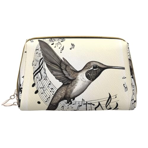 SMSJTMWHN Stylische und langlebige Leder-Make-up-Tasche mit Musik-Symbol-Druck, mehrere Fächer, wasserabweisend, Organizer mit hoher Kapazität für Reisen und Zuhause, Weiss/opulenter Garten, von SMSJTMWHN