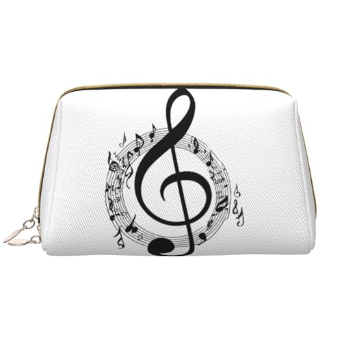 SMSJTMWHN Stylische und langlebige Leder-Make-up-Tasche mit Musikdruck, mehrere Fächer, wasserabweisend, Organizer mit hoher Kapazität für Reisen und Zuhause, Weiss/opulenter Garten, Einheitsgröße von SMSJTMWHN