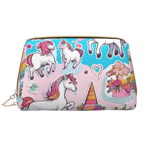 SMSJTMWHN Stylische und langlebige Leder-Make-up-Tasche mit Regenbogen-Druck, mehrere Fächer, wasserabweisend, Organizer mit hoher Kapazität für Reisen und Zuhause, Weiss/opulenter Garten, von SMSJTMWHN