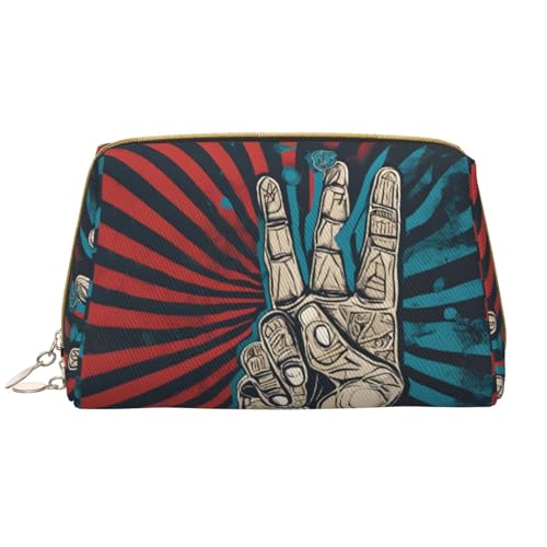 SMSJTMWHN Stylische und langlebige Leder-Make-up-Tasche mit Rock-and-Roll-Aufdruck, mehrere Fächer, wasserabweisend, Organizer mit hoher Kapazität für Reisen und Zuhause, Weiss/opulenter Garten, von SMSJTMWHN