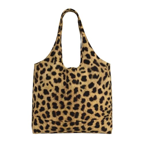 SMSJTMWHN Wiederverwendbare Einkaufstasche für die Küche, Leopardenmuster, Leinen, ästhetisch, wiederverwendbar, Schultertasche für Fitnessstudio, Reisen, Arbeit von SMSJTMWHN