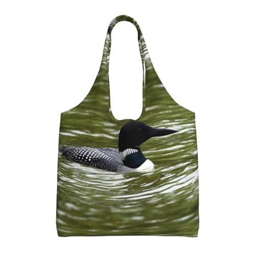 SMSJTMWHN Wiederverwendbare Einkaufstasche für die Küche, Loon Natur, Vögel, Segeltuch, ästhetisch, wiederverwendbar, Schultertasche für Fitnessstudio, Reisen, Arbeit SMSJTMWHN Wiederverwendbare Einkaufstasche für die Küche, Loon Natur, Vögel, Segeltuch, ästhetisch, wiederverwendbar, Schultertasche für Fitnessstudio, Reisen, Arbeit von SMSJTMWHN