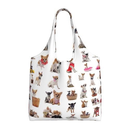 SMSJTMWHN Wiederverwendbare Einkaufstasche für die Küche, niedliches Chihuahua-Mopsmuster, Leinen-Tragetasche, ästhetisch, wiederverwendbar, Schultertasche für Fitnessstudio, Reisen, Arbeit SMSJTMWHN Wiederverwendbare Einkaufstasche für die Küche, niedliches Chihuahua-Mopsmuster, Leinen-Tragetasche, ästhetisch, wiederverwendbar, Schultertasche für Fitnessstudio, Reisen, Arbeit von SMSJTMWHN