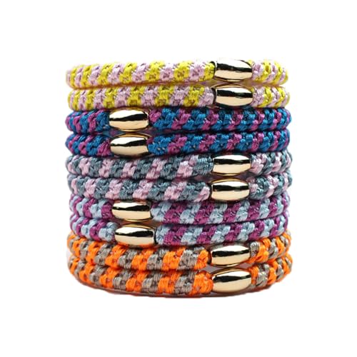 10 Stück Haargummis Damen Mädchen Mehrfarbiger Geflochtene Haarbänder Boho Pferdeschwanzhalter mit Perlen Elastisch Zopfgummi Scrunchies Stylischer Haarschmuck Armband für dick lockig Haare von SMTCM