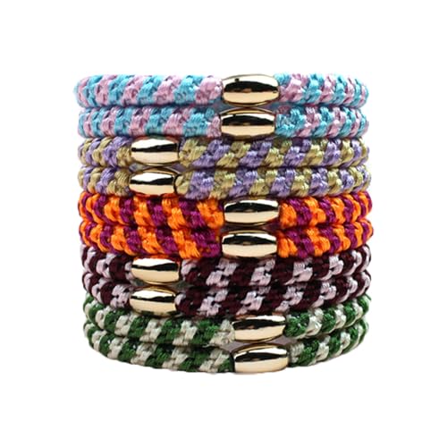10 Stück Haargummis Damen Mädchen Mehrfarbiger Geflochtene Haarbänder Boho Pferdeschwanzhalter mit Perlen Elastisch Zopfgummi Scrunchies Stylischer Haarschmuck Armband für dick lockig Haare von SMTCM