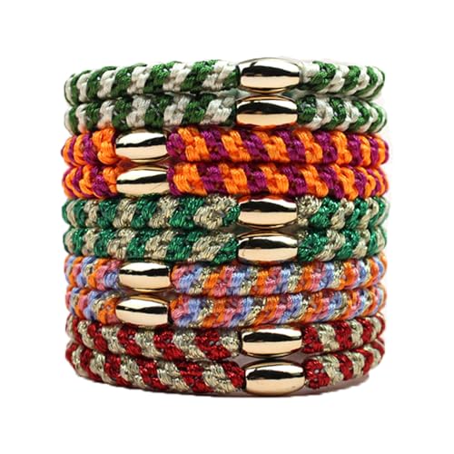 10 Stück Haargummis Damen Mädchen Mehrfarbiger Geflochtene Haarbänder Boho Pferdeschwanzhalter mit Perlen Elastisch Zopfgummi Scrunchies Stylischer Haarschmuck Armband für dick lockig Haare von SMTCM