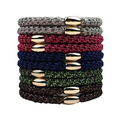 10 Stück Haargummis Damen Mädchen Mehrfarbiger Geflochtene Haarbänder Boho Pferdeschwanzhalter mit Perlen Elastisch Zopfgummi Scrunchies Stylischer Haarschmuck Armband für dick lockig Haare von SMTCM
