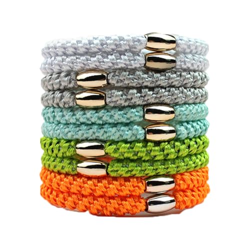 10 Stück Haargummis Damen Mädchen Mehrfarbiger Geflochtene Haarbänder Boho Pferdeschwanzhalter mit Perlen Elastisch Zopfgummi Scrunchies Stylischer Haarschmuck Armband für dick lockig Haare von SMTCM