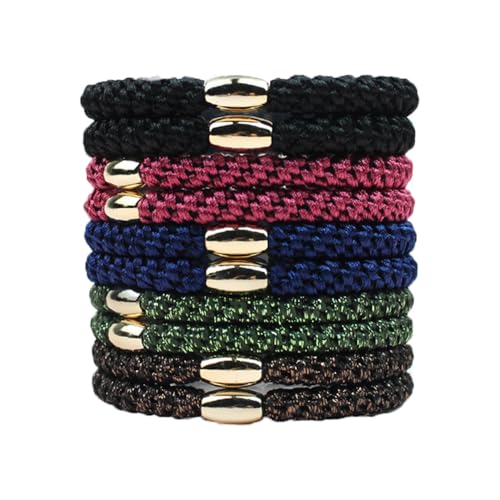 10 Stück Haargummis Damen Mädchen Mehrfarbiger Geflochtene Haarbänder Boho Pferdeschwanzhalter mit Perlen Elastisch Zopfgummi Scrunchies Stylischer Haarschmuck Armband für dick lockig Haare von SMTCM