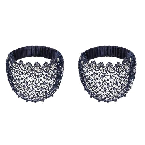 2 Pcs Damen Mesh Spitze Haarbänd Blume Hohle Perle Stirnband Glitzer Strass Headwrap Netz Breiter Haarreifen Elastisches Kopfbedeckungen Boho Häkel Stirnbander Retro Haarschmuck für Mädchen von SMTCM