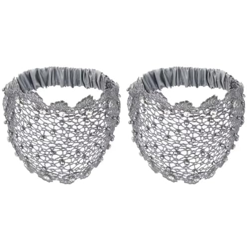 2 Pcs Damen Mesh Spitze Haarbänd Blume Hohle Perle Stirnband Glitzer Strass Headwrap Netz Breiter Haarreifen Elastisches Kopfbedeckungen Boho Häkel Stirnbander Retro Haarschmuck für Mädchen von SMTCM