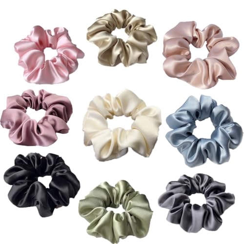 2 Stück Haargummis Seide Zopfgummi Groß Scrunchies Haarschmuck Silk Haare Ringe Elastische Haarbänder Satin Pferdeschwanz Gummibänder Hair Ties Seide Pferdeschwanzhalter Reißfeste Für Damen von SMTCM