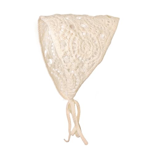 2 Stück Häkel Bandana Damen Gestrickt Stirnbänd Dreieck Kopftücher Turban Blume Haarschal Boho Haarband Haarreifen Handgemachte Haarschmuck Dreieckstuch Floral Hair Headwrap für Mädchen Frauen von SMTCM