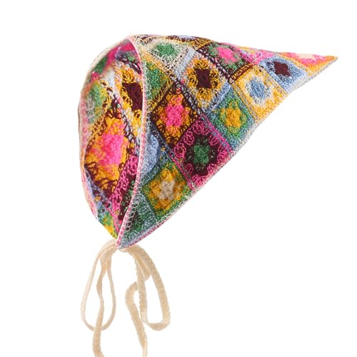 2 Stück Häkel Bandana Damen Gestrickt Stirnbänd Dreieck Kopftücher Turban Blume Haarschal Boho Haarband Haarreifen Handgemachte Haarschmuck Dreieckstuch Floral Hair Headwrap für Mädchen Frauen von SMTCM