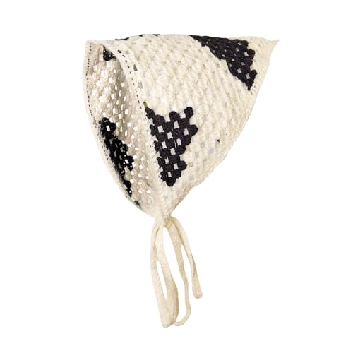2 Stück Häkel Bandana Damen Gestrickt Stirnbänd Dreieck Kopftücher Turban Blume Haarschal Boho Haarband Haarreifen Handgemachte Haarschmuck Dreieckstuch Floral Hair Headwrap für Mädchen Frauen von SMTCM