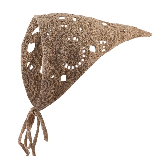 2 Stück Häkel Bandana Damen Gestrickt Stirnbänd Dreieck Kopftücher Turban Blume Haarschal Boho Haarband Haarreifen Handgemachte Haarschmuck Dreieckstuch Floral Hair Headwrap für Mädchen Frauen von SMTCM