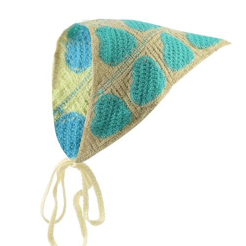 2 Stück Häkel Bandana Damen Gestrickt Stirnbänd Dreieck Kopftücher Turban Blume Haarschal Boho Haarband Haarreifen Handgemachte Haarschmuck Dreieckstuch Floral Hair Headwrap für Mädchen Frauen von SMTCM