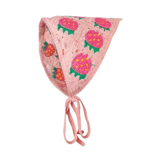 2 Stück Häkel Bandana Damen Gestrickt Stirnbänd Dreieck Kopftücher Turban Blume Haarschal Boho Haarband Haarreifen Handgemachte Haarschmuck Dreieckstuch Floral Hair Headwrap für Mädchen Frauen von SMTCM