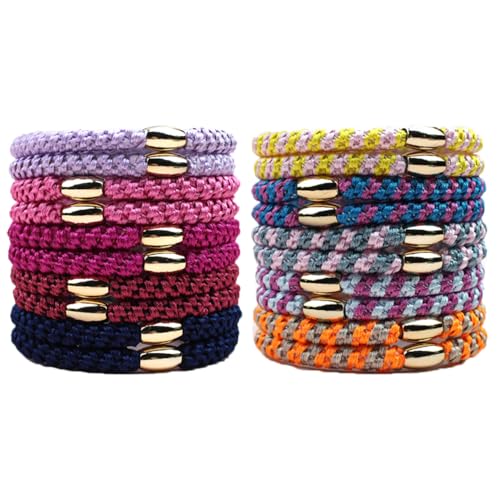 20 Stück Haargummis Damen Mädchen Mehrfarbiger Geflochtene Haarbänder Boho Pferdeschwanzhalter mit Perlen Elastisch Zopfgummi Scrunchies Stylischer Haarschmuck Armband für dick lockig Haare von SMTCM