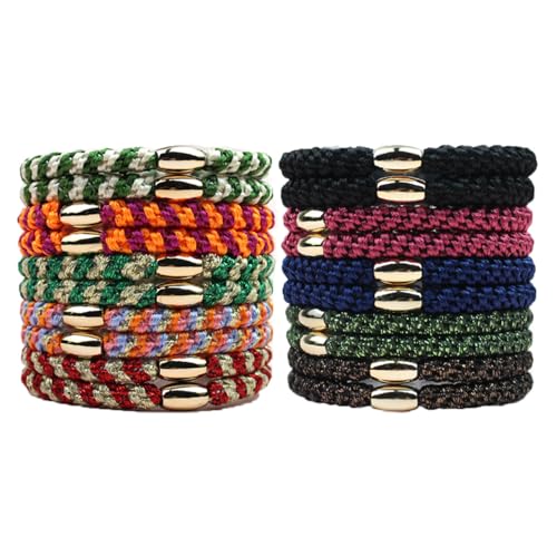 20 Stück Haargummis Damen Mädchen Mehrfarbiger Geflochtene Haarbänder Boho Pferdeschwanzhalter mit Perlen Elastisch Zopfgummi Scrunchies Stylischer Haarschmuck Armband für dick lockig Haare von SMTCM