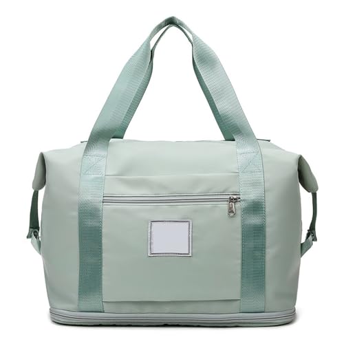 21L Sporttasche Faltbare Reisetasche mit Nassfach Weekender Tasche mit Erweiterbarem Doppellagige Trainingstasche Wasserdicht Gym Travel Bag Oxford Stoff Handgepäck Tasche Damen Herren Grün von SMTCM