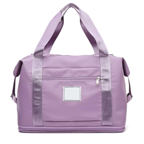 21L Sporttasche Faltbare Reisetasche mit Nassfach Weekender Tasche mit Erweiterbarem Doppellagige Trainingstasche Wasserdicht Gym Travel Bag Oxford Stoff Handgepäck Tasche Damen Herren Lila von SMTCM