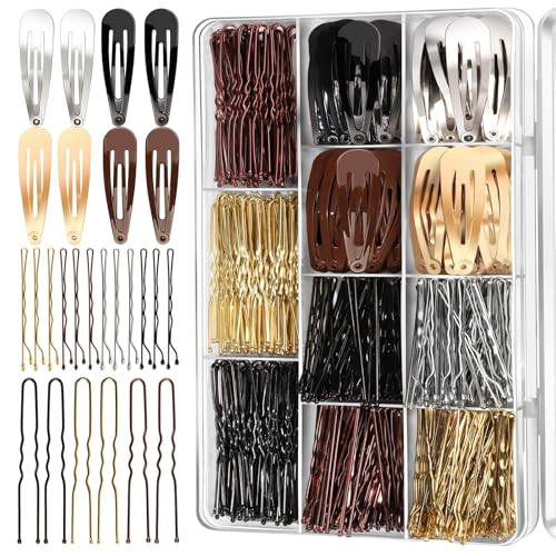220 Stück Haarspangen Set Mädchen Damen Metall Wellenform Haarnadeln Bobby Pins U Haarklammern Snap Haarclips Snapclips Haarhalter Bulk Haarschmuck mit Aufbewahrungsbox Kinder DIY Haar Zubehör von SMTCM