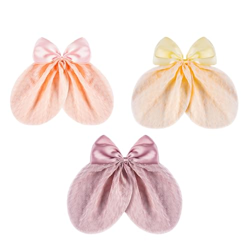 3 Stück Haarschleife Damen Haarspange mit Großer Schleife Satin Schleifen mit langen Bändern Chiffon Haarschmuck Niedlicher Bowknot Haarclips Haarklammern Stoff Pferdeschwanzschleife Haarnadel von SMTCM