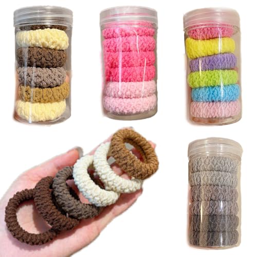 30 Stück Dickes Baumwolle Haargummi Nahtlose Haarbänder Keine Knicke Keine Brüche Zopfgummis Rutschfeste Haar Gummibänder Dehnbares Pferdeschwanzhalter Elastisch Haarring für Damen Mädchen Rosa von SMTCM