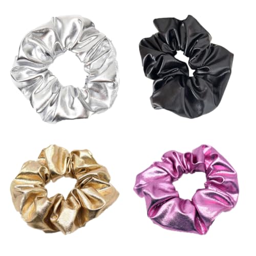 4 Stück Leder Haargummis Groß Scrunchies Elastische Zopfgummis Dicke Haarbänder Pferdeschwanzhalter Dickdarm Scrunchie Haarschmuck Gummibänder Pferdeschwanzgummi Hair Ties Für Frauen Mädchen von SMTCM