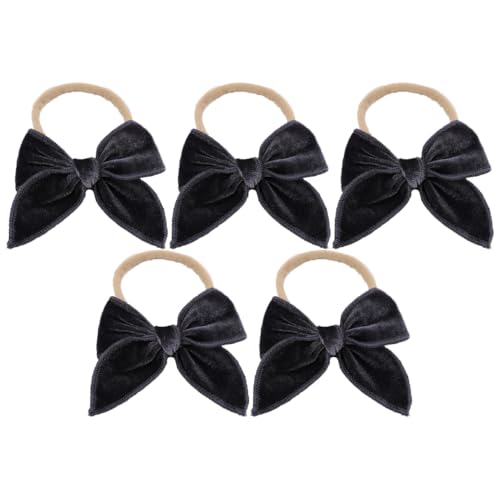 5 Stück Baby Stirnbänder Samt Haarband Kinder Schleifen Babyschmuck Haarschleife Mädchen Headband Neugeborene Headwrap Haargummi mit Schleife Haarschmuck für Kleinkind Geburtstag Weihnachten von SMTCM