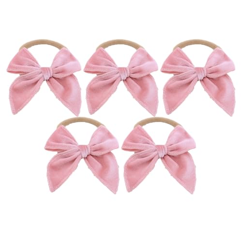 5 Stück Baby Stirnbänder Samt Haarband Kinder Schleifen Babyschmuck Haarschleife Mädchen Headband Neugeborene Headwrap Haargummi mit Schleife Haarschmuck für Kleinkind Geburtstag Weihnachten von SMTCM