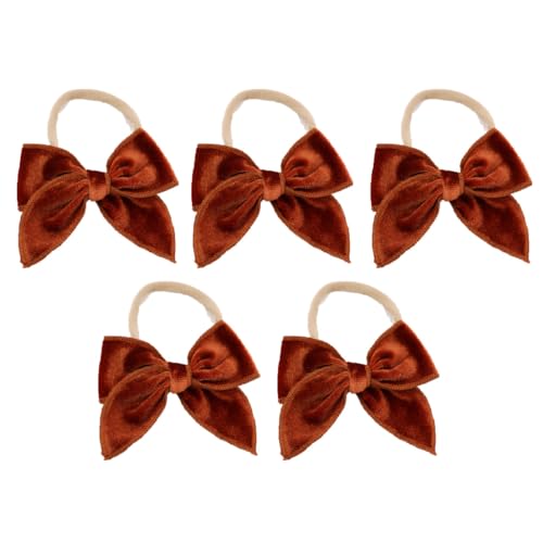 5 Stück Baby Stirnbänder Samt Haarband Kinder Schleifen Babyschmuck Haarschleife Mädchen Headband Neugeborene Headwrap Haargummi mit Schleife Haarschmuck für Kleinkind Geburtstag Weihnachten von SMTCM
