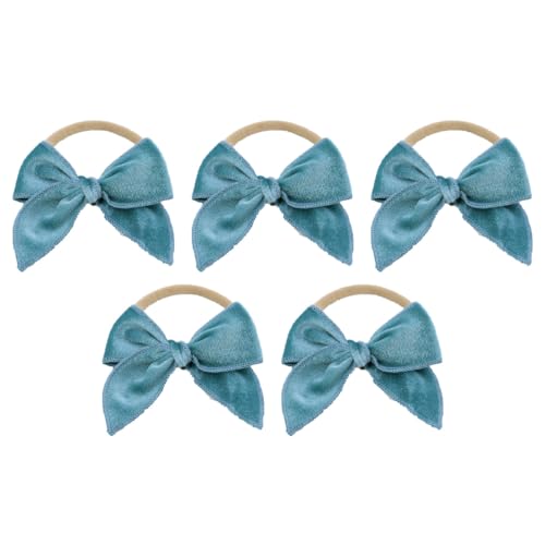 5 Stück Baby Stirnbänder Samt Haarband Kinder Schleifen Babyschmuck Haarschleife Mädchen Headband Neugeborene Headwrap Haargummi mit Schleife Haarschmuck für Kleinkind Geburtstag Weihnachten von SMTCM