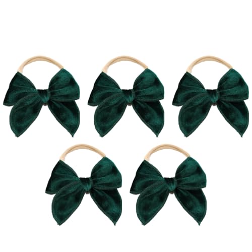 5 Stück Baby Stirnbänder Samt Haarband Kinder Schleifen Babyschmuck Haarschleife Mädchen Headband Neugeborene Headwrap Haargummi mit Schleife Haarschmuck für Kleinkind Geburtstag Weihnachten von SMTCM